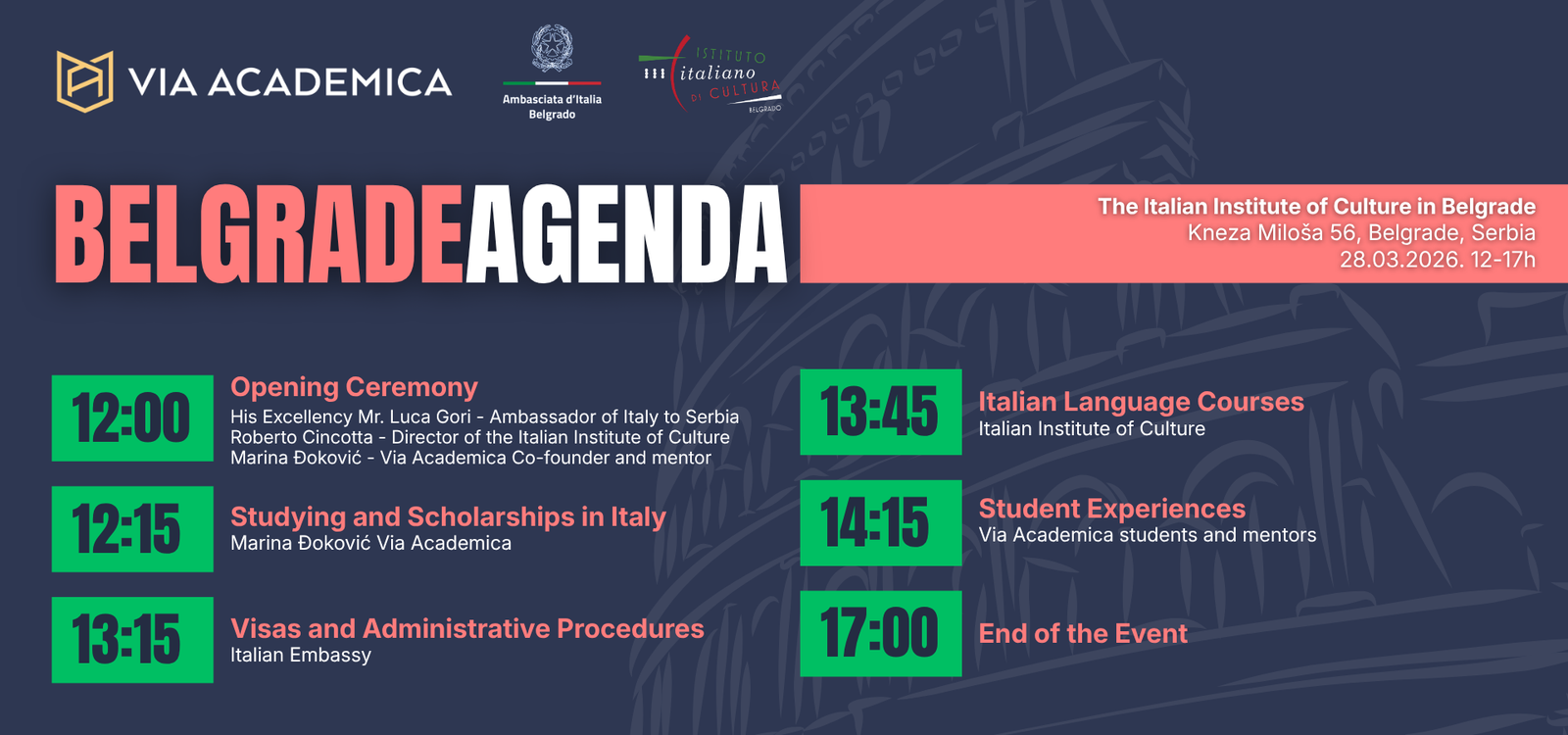 Beograd Study in Italy Via Academica 2026