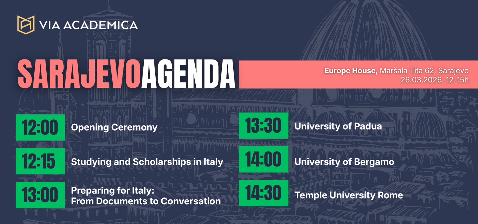 Sarajevo Study in Italy 2026 Via Academica