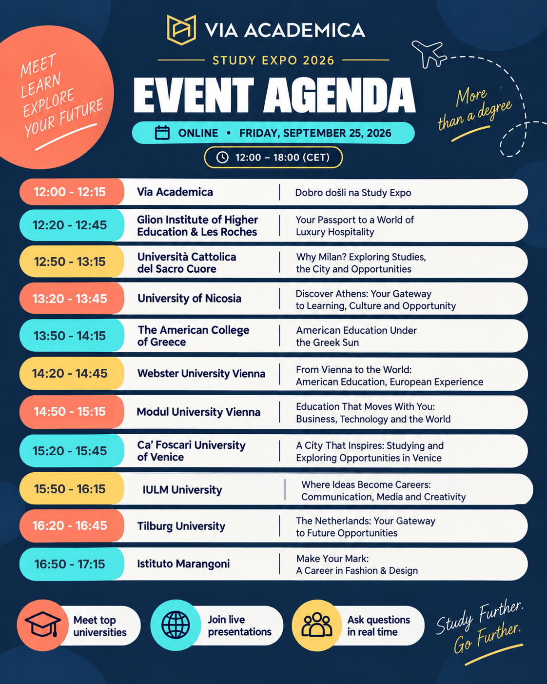 Event agenda — Online, Study Expo 2026